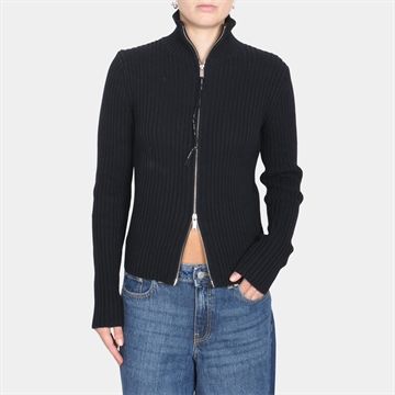 Alis Pearos Knit Sweater W/Zip Solid Black